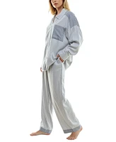 Roudelain Women's 2-Pc. Brushed Flannel Striped Pajamas Set