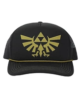 The Legend of Zelda Men's Gold Evergreen Logo Black Trucker Hat