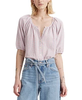 Levi's Women's Leanne Button-Front Puff-Sleeve Top