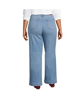 Lands' End Plus Recover High Rise Wide Leg Blue Jeans