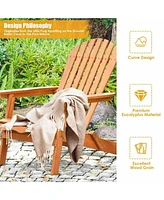 Gymax 4 Pcs Eucalyptus Adirondack Chair Foldable Outdoor Wood Lounger Chair Natural