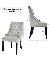 Slickblue Modern Upholstered Button-Tufted Dining Chair with Naild Trim-Grey