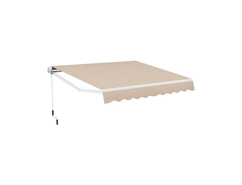 Slickblue Outdoor Manual Retractable Awning Cover Shelter Patio Sun Shade-Beige