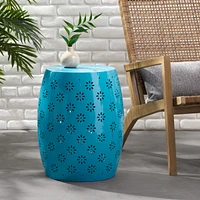 Streamdale Furniture Lace-Cut Barrel Side Table Perfect for Outdoor Elegance