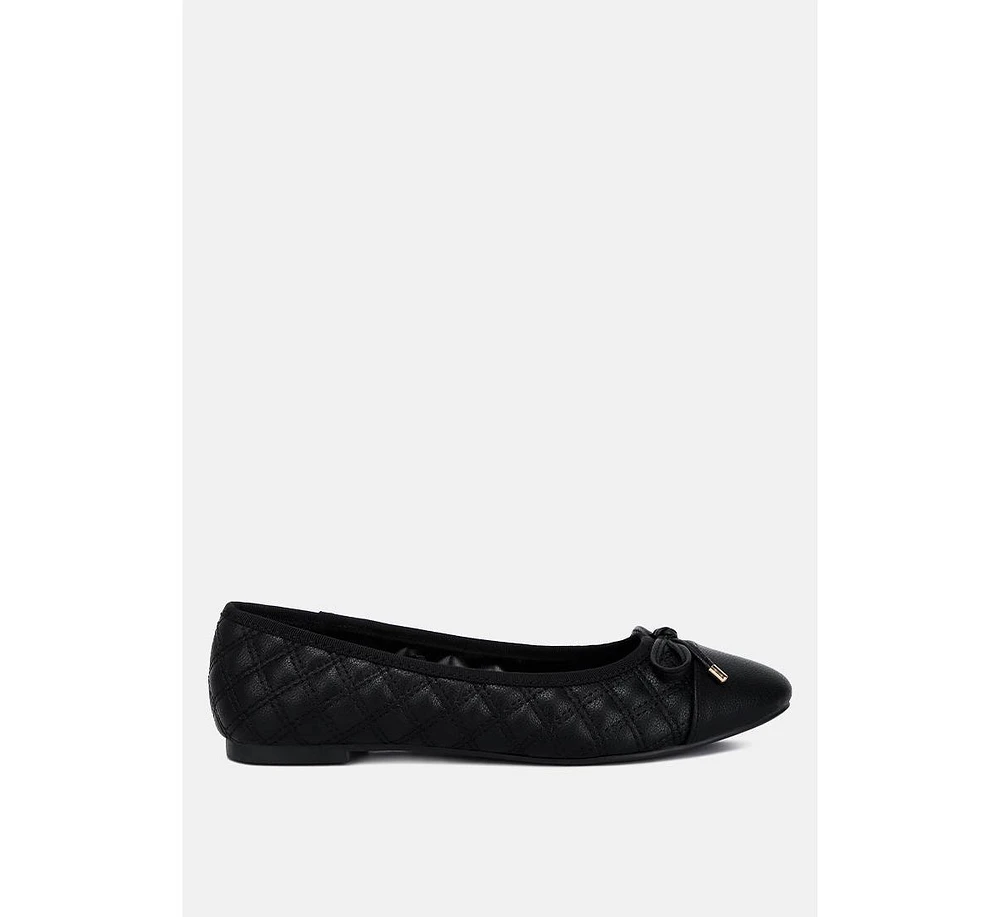 London Rag Naoki Quilted Faux Leather Ballerinas