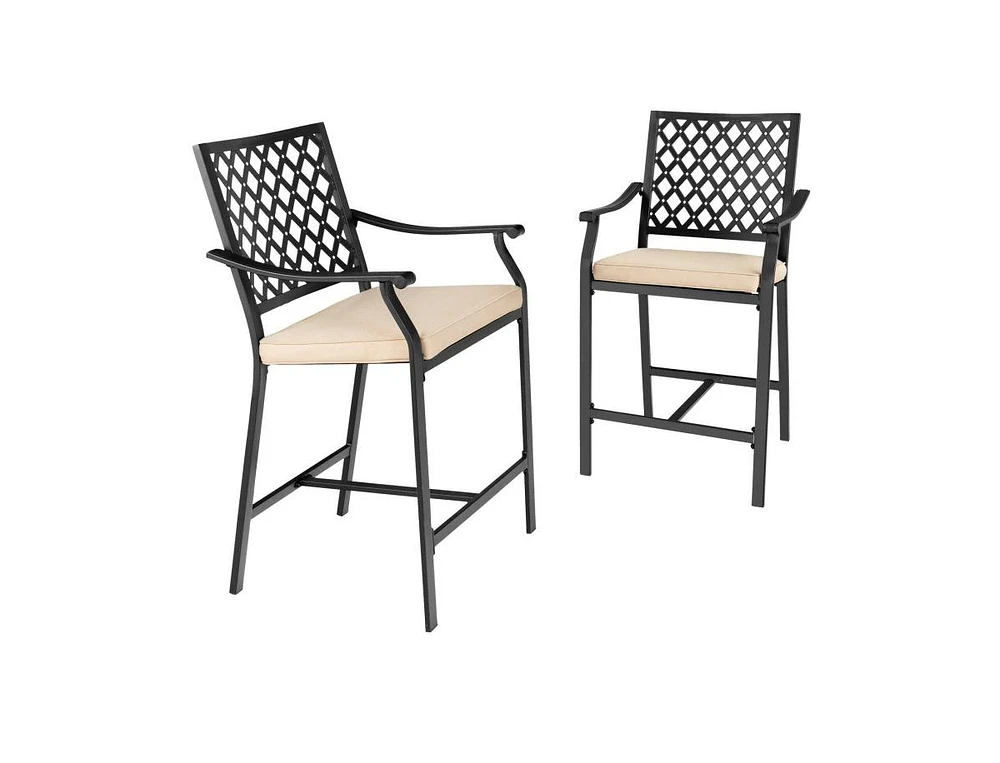 Slickblue 2 Pieces Patiojoy Patio Bar Stool with Height Cushion and Armrest