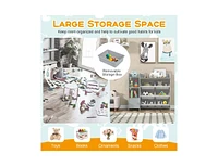 4-Tier Kids Toy Storage Organizer Bookshelf and Toy Storage Rack with Door