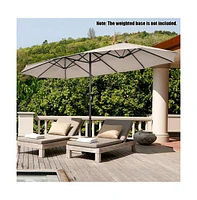 Slickblue 15 Feet Patio Double-Sided Umbrella with Hand-Crank System