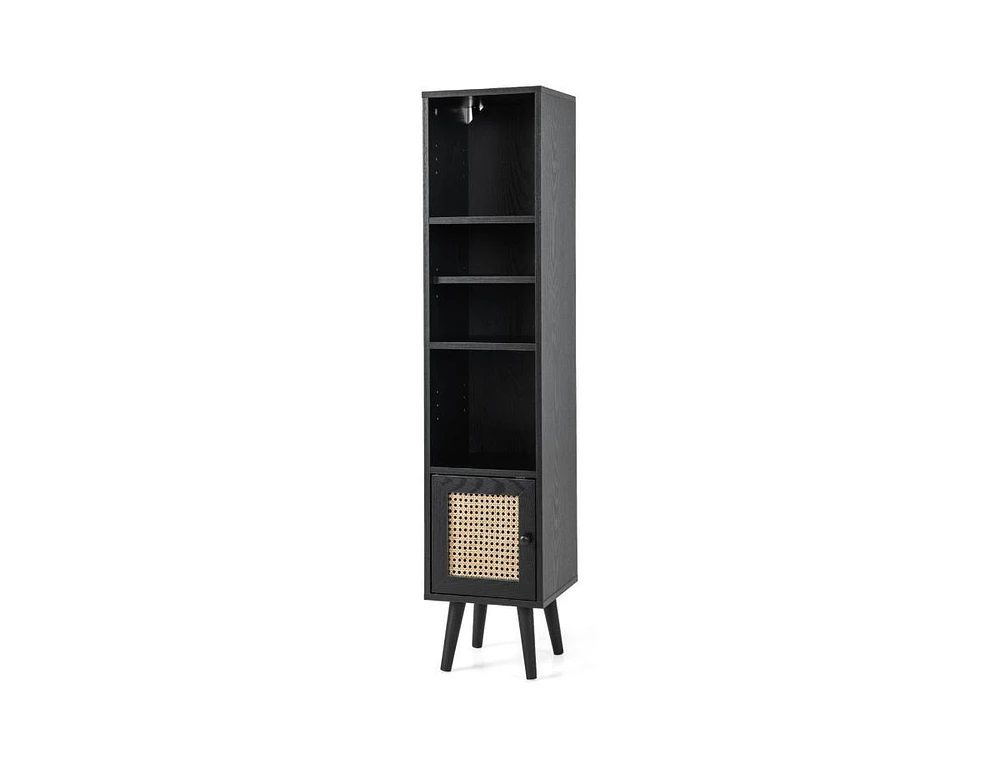 Slickblue 4 Tiers Rattan Storage Cabinet with Slim Design