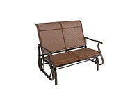 Slickblue 2-Person Patio Glider Bench with High Back and Curved Armrests-Brown