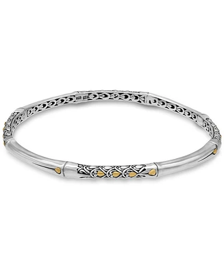 Devata Bali Bamboo Slide-on Bangle Bracelet in Sterling Silver and 18K Gold