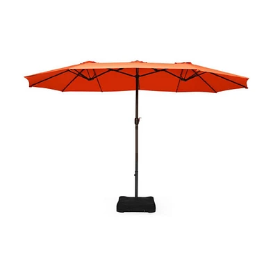 Slickblue 15 ft Extra Large Patio Double Sided Umbrella with Crank and Base