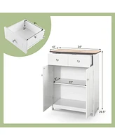 Slickblue Freestanding Bathroom Floor Cabinet Storage Organizer with 2 Drawers-White