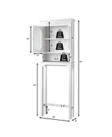 Bathroom Space Saver Carved Top Toilet Rack with Adjustable Shelf