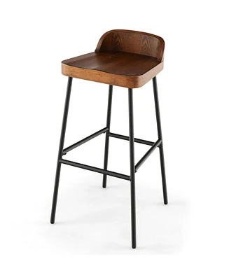 Sugift Set of 1/2 29 Inch Industrial Bar Stools with Low Back and Footrests-1 Piece