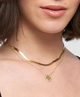 Adornia Gold Crystal Halo Matte Center Clover Necklace