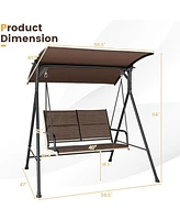 Sugift 2 Person Porch Swing with Adjustable Canopy and Padded Seat