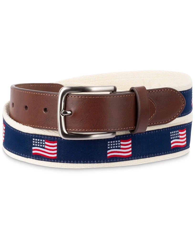 Club Room Men's Flag Ribbon Belt, Created for Macy's