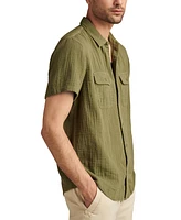 Lucky Brand Men's Double Weave Short Sleeve Button-Front Utility Shirt