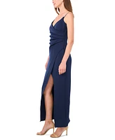 Msk Women's Embellished-Strap V-Neck Slit Gown