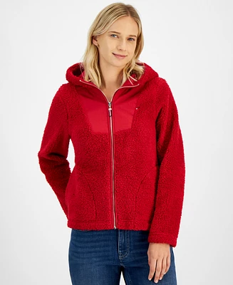 Tommy Hilfiger Women's Sherpa Zip-Front Hooded Jacket