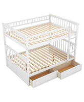 Streamdale Furniture Full Over Full Bunk Bed With Drawers, Convertible Beds, White