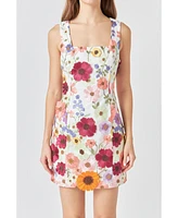 endless rose Women's Floral Embroidered Mini Dress