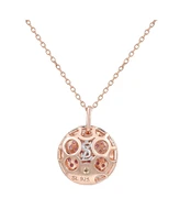 Suzy Levian New York Pink Sapphire Pave Circle Disk Pendant Necklace with Rope Halo Accent in Sterling Silver by Suzy Levian