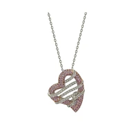 Suzy Levian New York Pink Sapphire & Lab-Grown White Sapphire Wrapped Open Heart Love Pendant Necklace in Sterling Silver by Suzy Levian