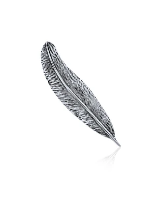 Bling Jewelry Writing Quill Feather Leaf Pin Brooch Western Jewelry For Women Oxidized .925 Sterling Silver