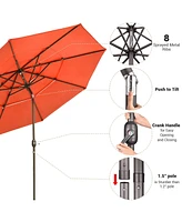 Yescom 3 Tier Patio Umbrella with Crank Handle Push to Tilt Outdoor Yard, Orange