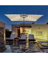 Yescom 2Pack 10x6 Ft Solar Powered Patio Umbrella with Tilt Crank Aluminum Outdoor Yard