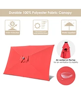 2Pcs 10x6.5' Rectangle Aluminum Solar Powered Patio Umbrella w/ Led Crank Tilt Poolside