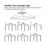 Yescom 10'x10' Gazebo Top Replacement for 2 Tier Outdoor Canopy Cover Patio Garden Yard White
