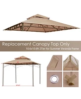 Yescom 10.6'x10.6' Gazebo Top Replacement for 2 Tier Summer Veranda Frame Canopy Cover Patio Garden Yard Dark Beige Y00710T01