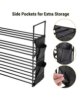 4 Tier Metal Shoe Rack Shelf 16 Pairs Free Standing Storage Organizer Holder Home Entryway