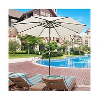 Yescom 9ft Solar Led Patio Umbrella Outdoor Yard Parasol Pool Sunshade Tilt with Crank