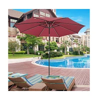 9ft Solar Powered Led Patio Umbrella Outdoor Parasol Sunshade Tilt with Crank