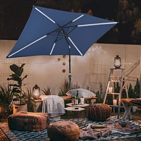 Yescom 10x6.5 Ft Solar Powered Patio Umbrella with Tilt and Crank Outdoor Poolside Yard