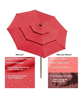 Yescom 3 Tier Patio Umbrella with Solar Led Crank Tilt Button Outdoor Table Yard