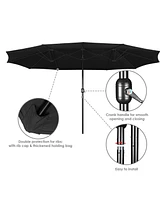 Yescom 14' Double-sided Patio Umbrella Sun Shade Fade Resistant Crank Outdoor Garden Market Sand