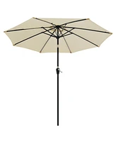 Yescom 10 Ft Solar Powered Patio Umbrella with Tilt Crank Aluminum Market Backyard Pool