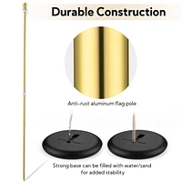 Yescom 2 Pack 6FT Sectional Indoor Flag Pole Kit Aluminum Gold Pole Ball Topper with 3x5Ft Us Flag with Base Stand Office School City Hall