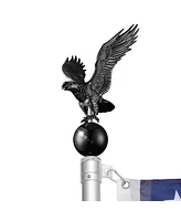 14" Flagpole Eagle Topper Finial Ornament for Telescopic Pole Black Yard Outdoor