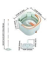 Yescom Square Spin Mop and Bucket Floor Cleaning System Water Filtration 8 Microfiber Mop Pads Green