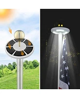 25 Ft Sectional Aluminum Flag Pole Kit with 111 Led Solar Light Us Flag Garden