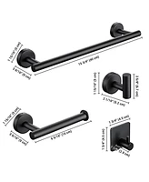 Aquaterior 5-Piece Bathroom Hardware Set Stainless Steel Towel Bar Toilet Paper Holder Hook