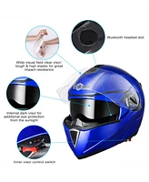 Ahr Run-m Full Face Flip up Modular Motorcycle Helmet Dot Approve Dual Visor Motocross Matt Black Xl