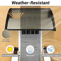 Yescom 40"x40" Door Window Awning Whole One-piece Polycarbonate UV50+ Outdoor Rain Snow Protection Patio Brown Board