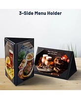 10Pcs 4"x 6" 3 Sides Table Tent Holder Menu Holder for Bar Cafe Restaurant Black